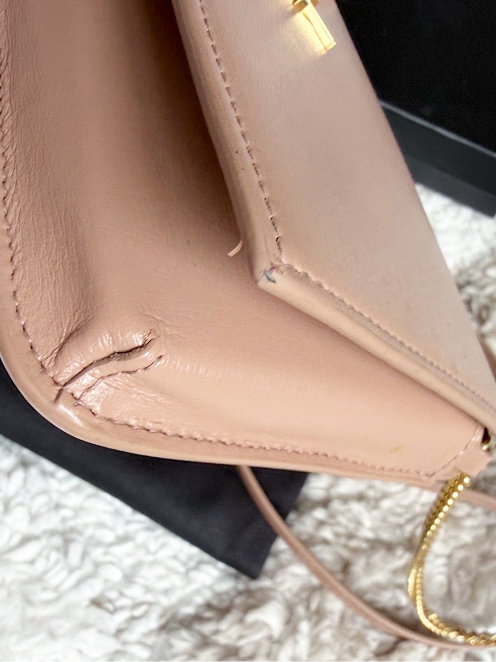 Saint Laurent YSL CASSANDRE PHONE HOLDER SMOOTH LEATHER pink peach crossbody bag - Picture 10 of 14